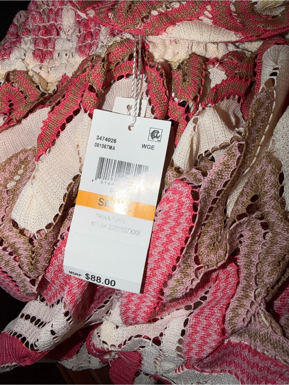 Trina Turk Coral Chevron Knit Shorts with Tassel Tie - Picture 10 of 12